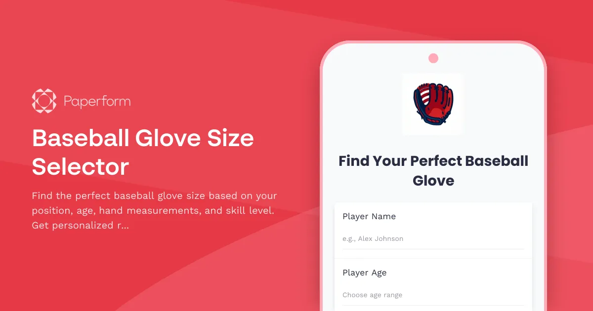 Baseball Glove Size Selector