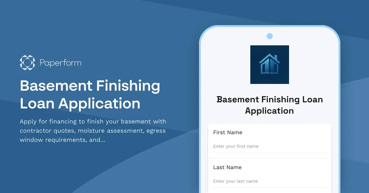 Basement Finishing Loan Application