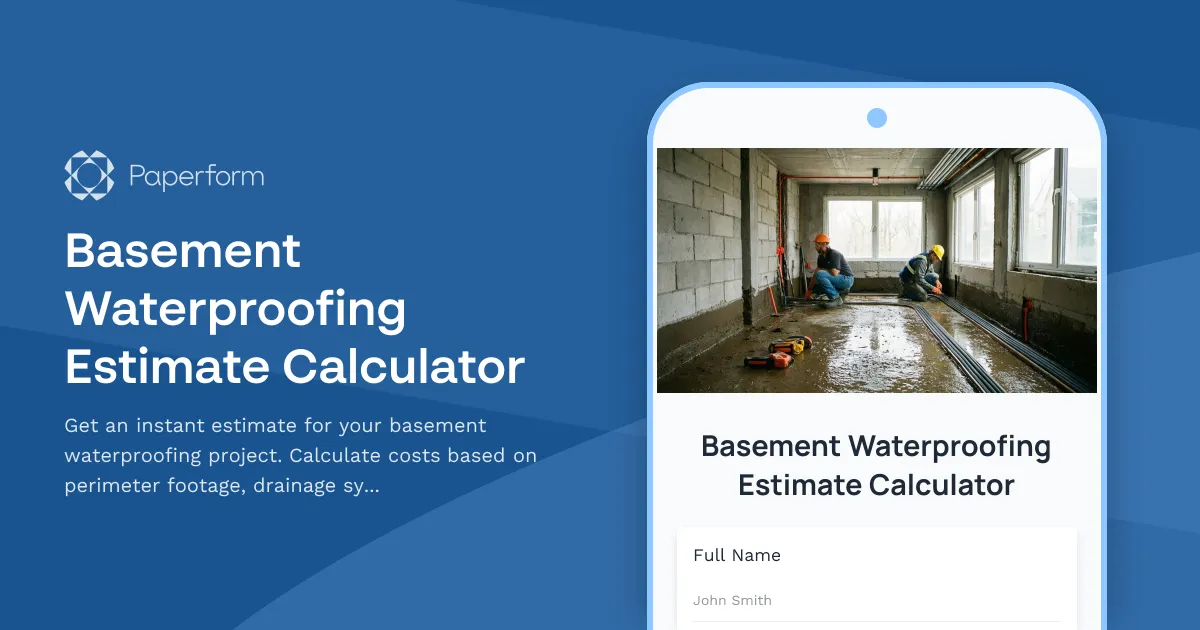 Basement Waterproofing Estimate Calculator