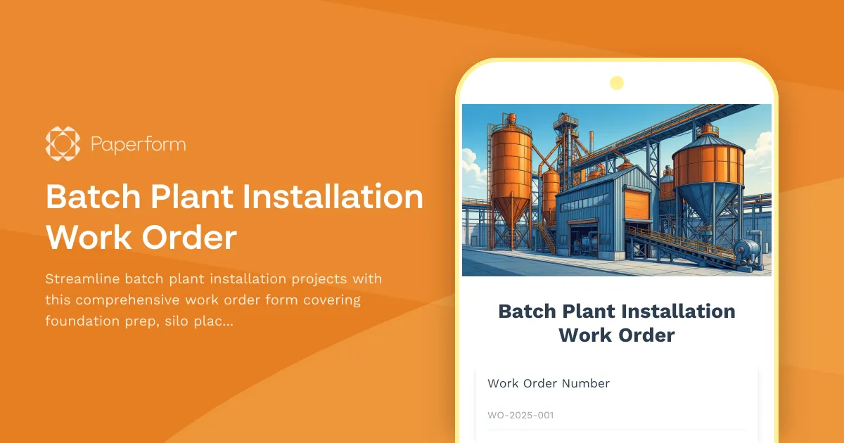 Batch Plant Installation Work Order