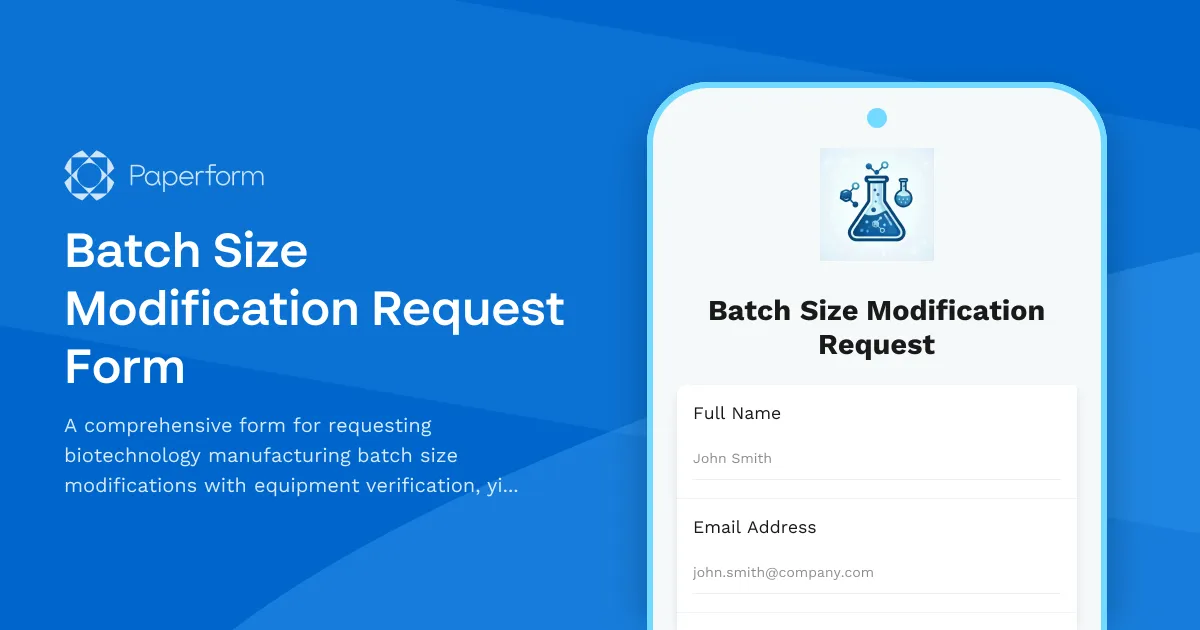 Batch Size Modification Request Form