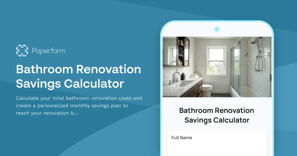 Bathroom Renovation Savings Calculator
