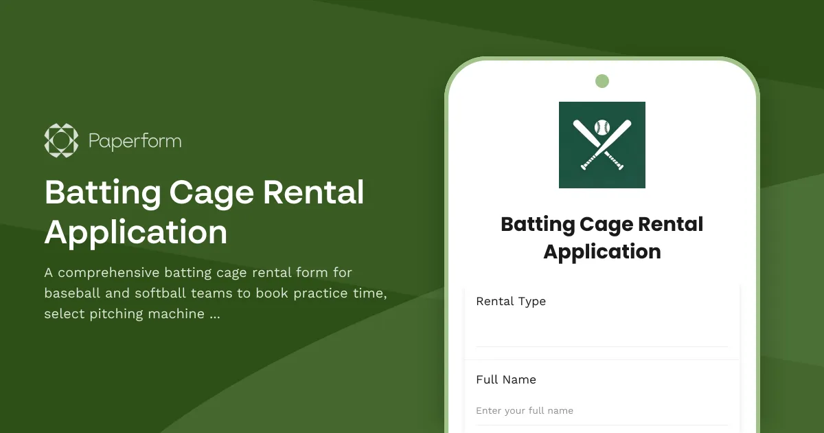 Batting Cage Rental Application