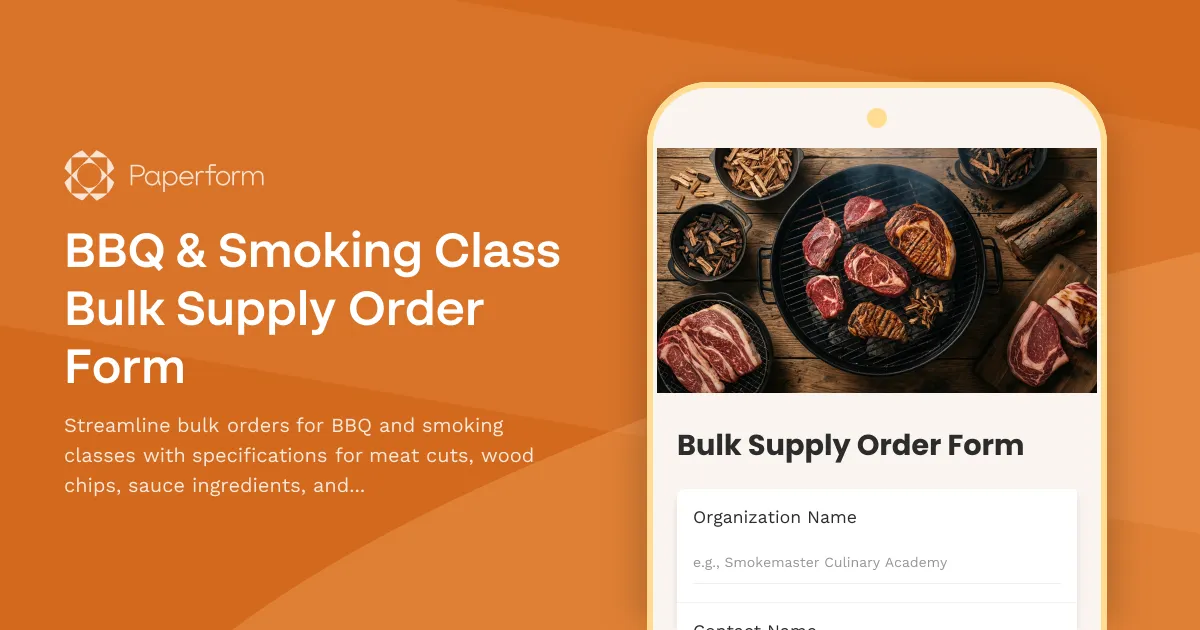 BBQ & Smoking Class Bulk Supply Order Form