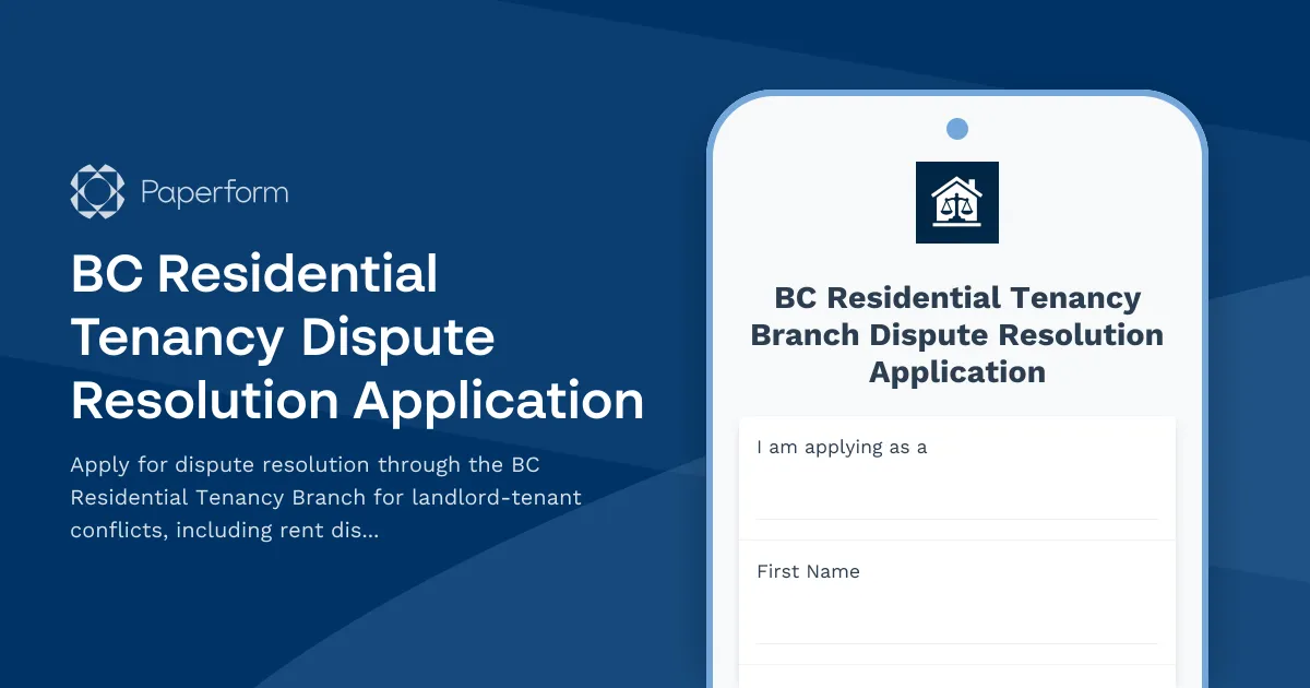 BC Residential Tenancy Dispute Resolution Application