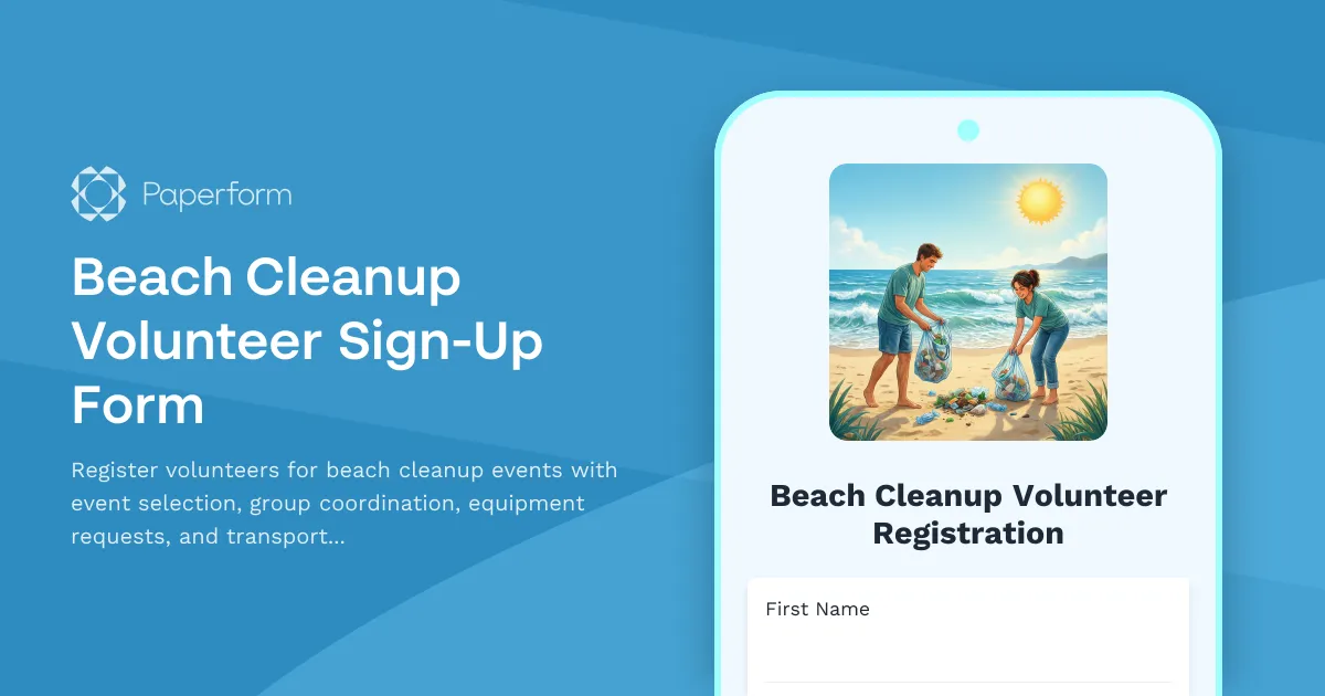 Beach Cleanup Volunteer Sign-Up Form