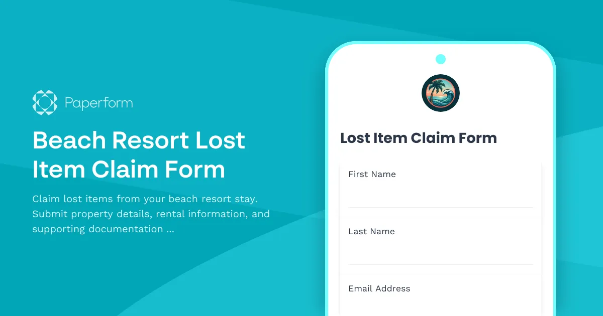 Beach Resort Lost Item Claim Form