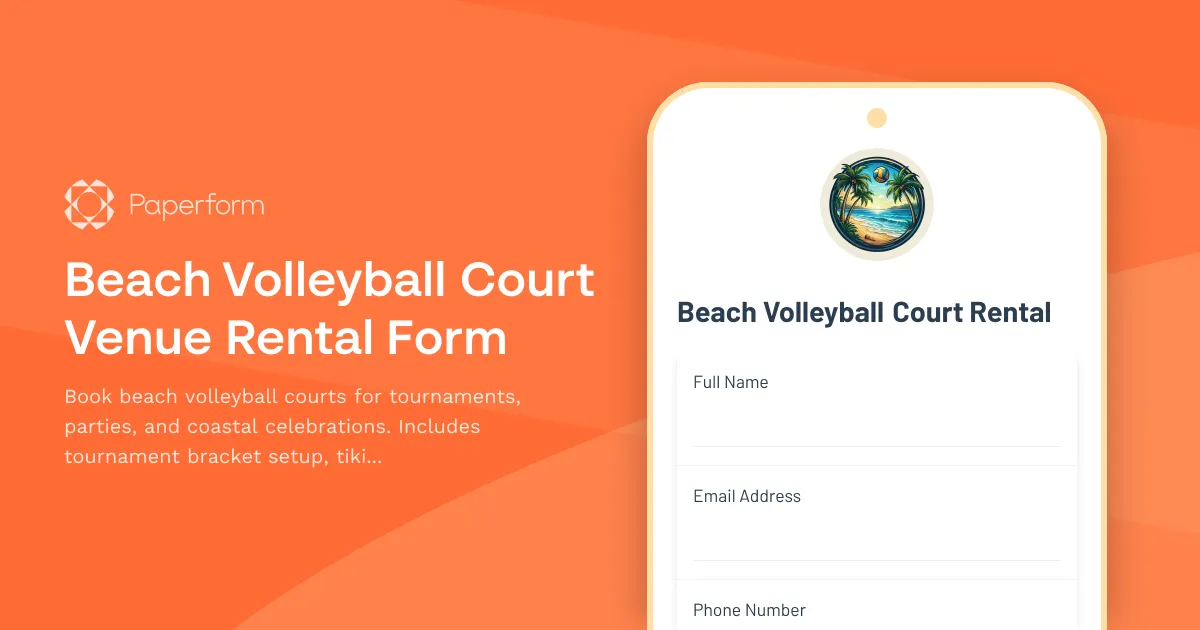 Beach Volleyball Court Venue Rental Form
