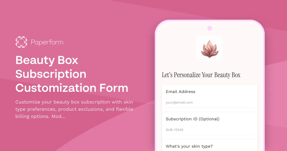 Beauty Box Subscription Customization Form