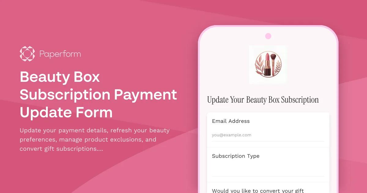 Beauty Box Subscription Payment Update Form