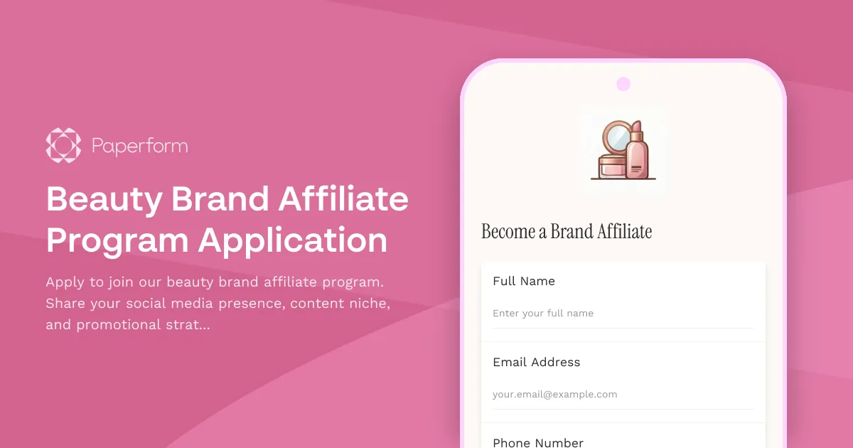 Beauty Brand Affiliate Program Application