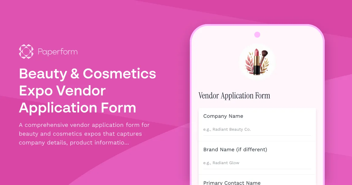 Beauty & Cosmetics Expo Vendor Application Form