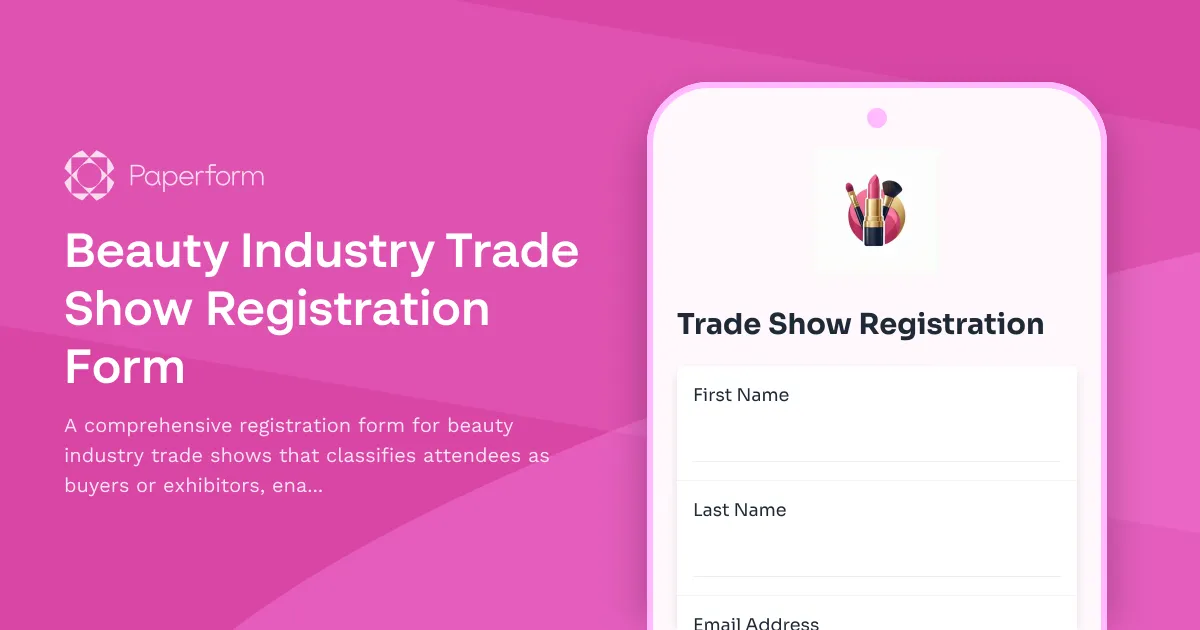 Beauty Industry Trade Show Registration Form