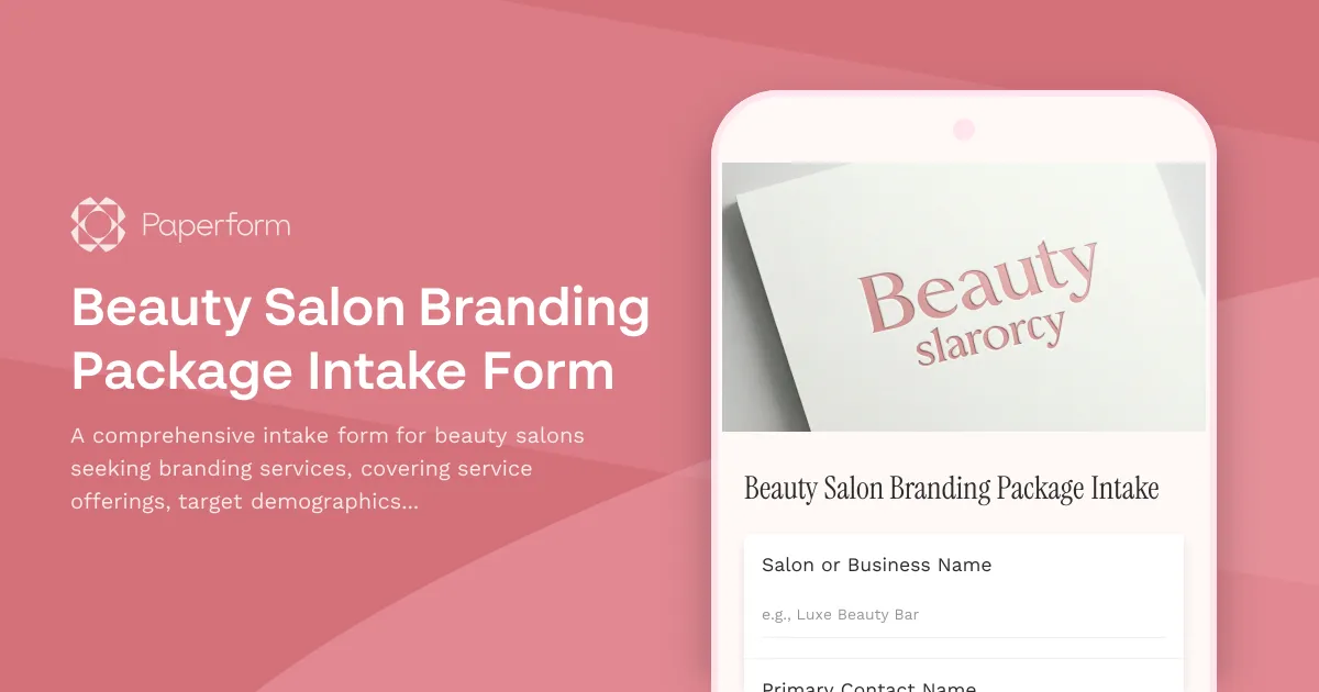Beauty Salon Branding Package Intake Form