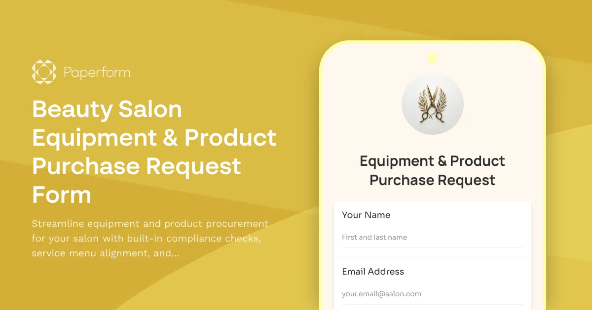 Beauty Salon Equipment & Product Purchase Request Form