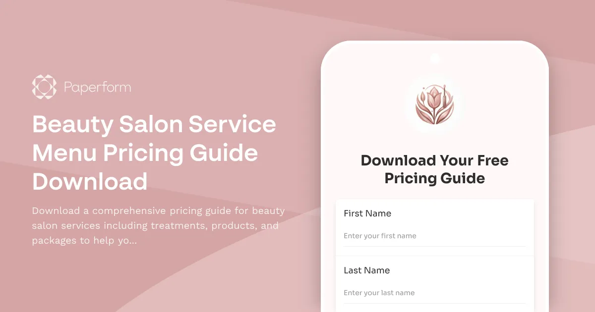 Beauty Salon Service Menu Pricing Guide Download