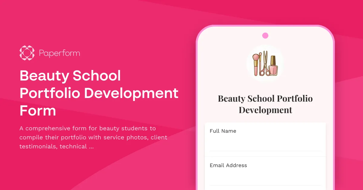 Beauty School Portfolio Development Form