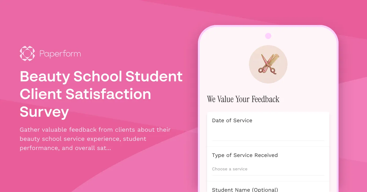 Beauty School Student Client Satisfaction Survey