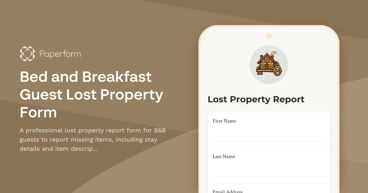 Bed and Breakfast Guest Lost Property Form