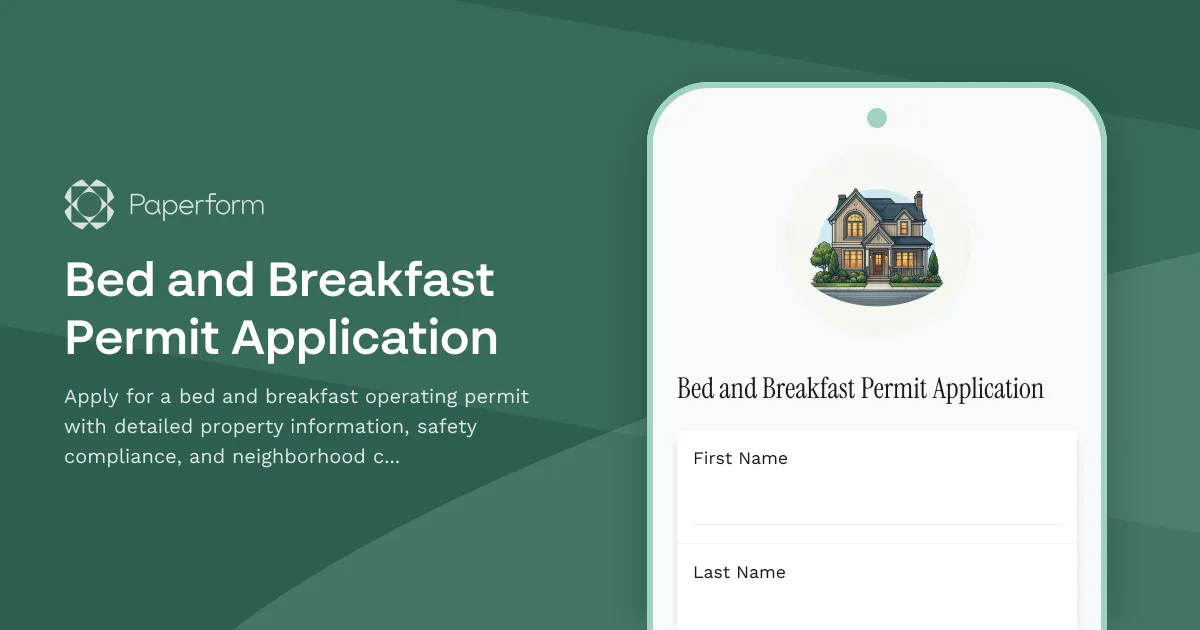 Bed and Breakfast Permit Application