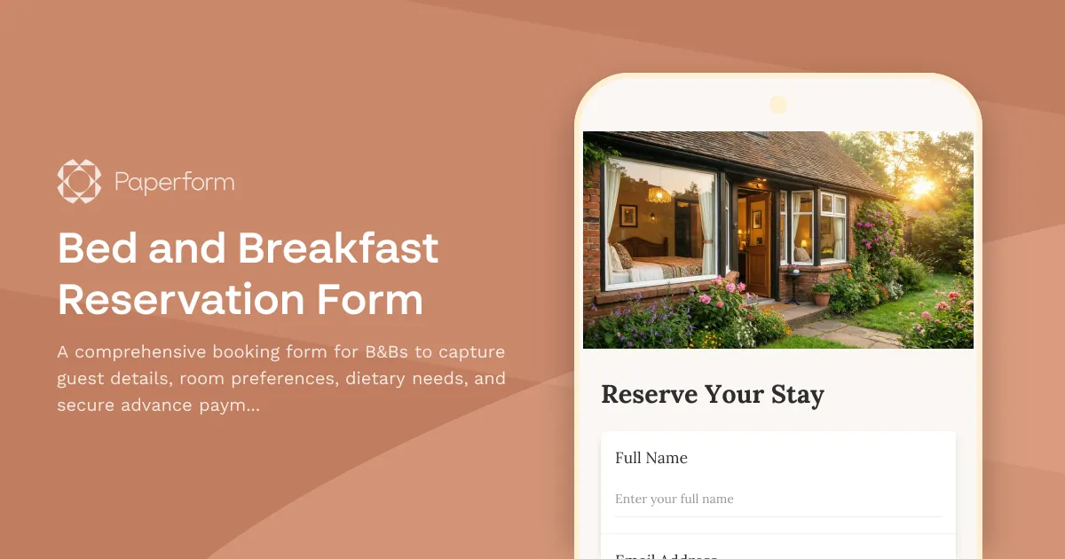 Bed and Breakfast Reservation Form
