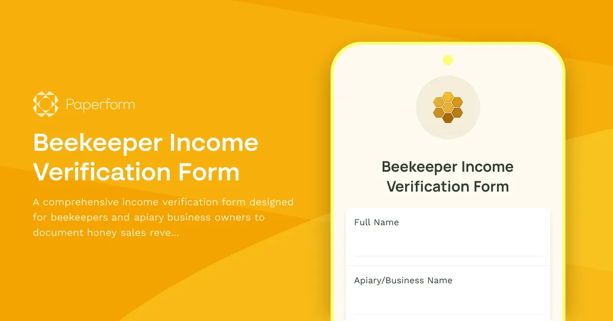 Beekeeper Income Verification Form