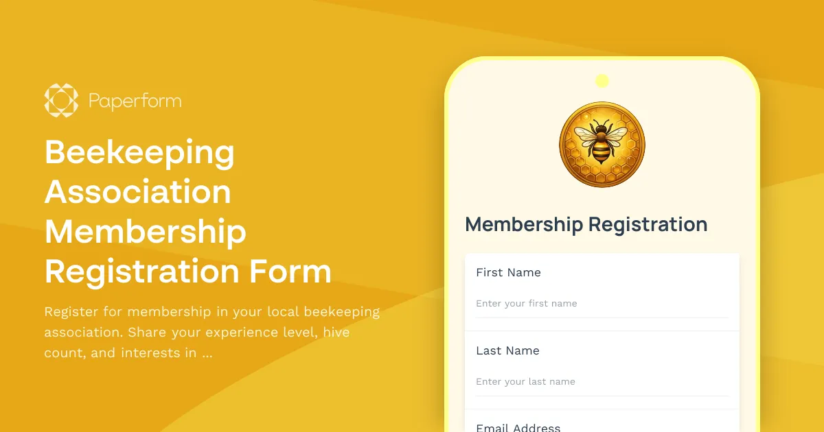 Beekeeping Association Membership Registration Form