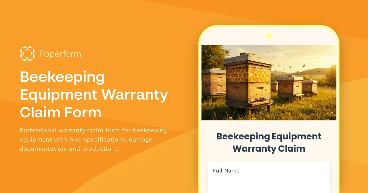Beekeeping Equipment Warranty Claim Form