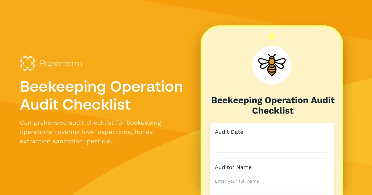 Beekeeping Operation Audit Checklist