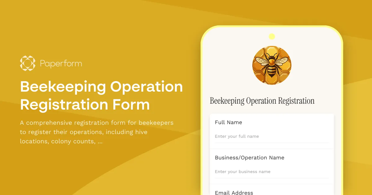 Beekeeping Operation Registration Form