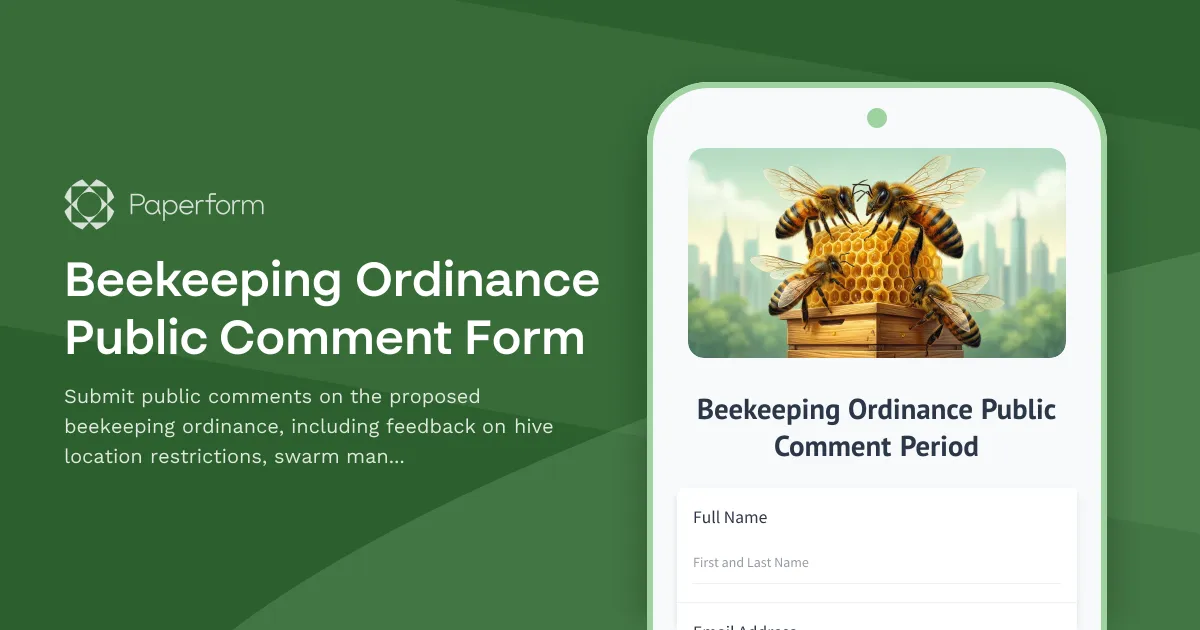 Beekeeping Ordinance Public Comment Form