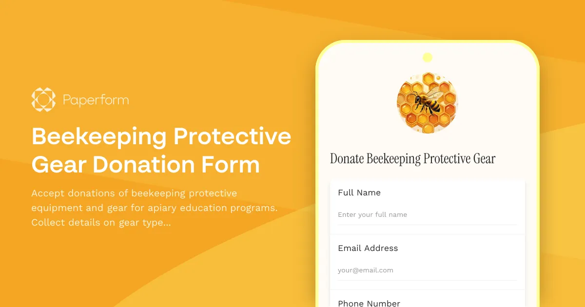 Beekeeping Protective Gear Donation Form