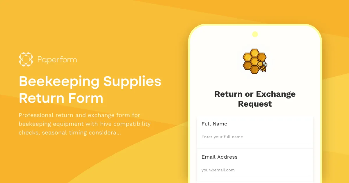 Beekeeping Supplies Return Form