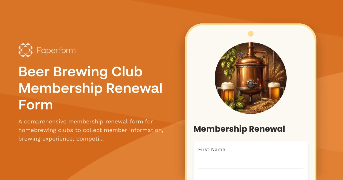 Beer Brewing Club Membership Renewal Form