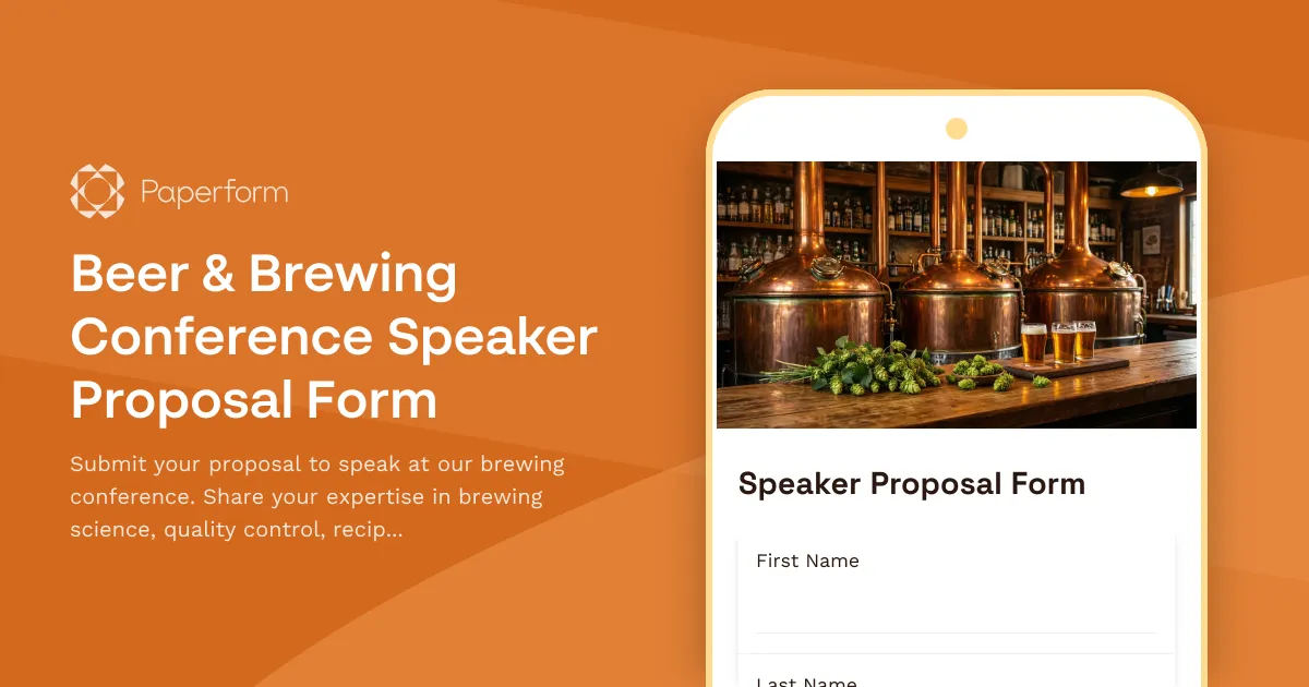 Beer & Brewing Conference Speaker Proposal Form