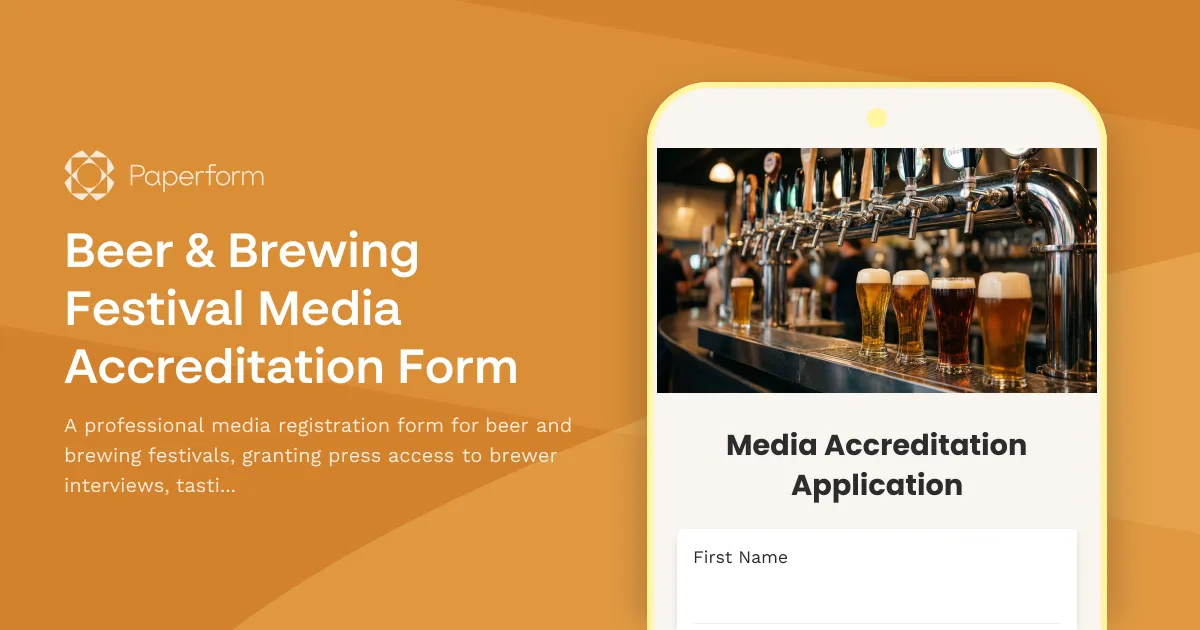 Beer & Brewing Festival Media Accreditation Form