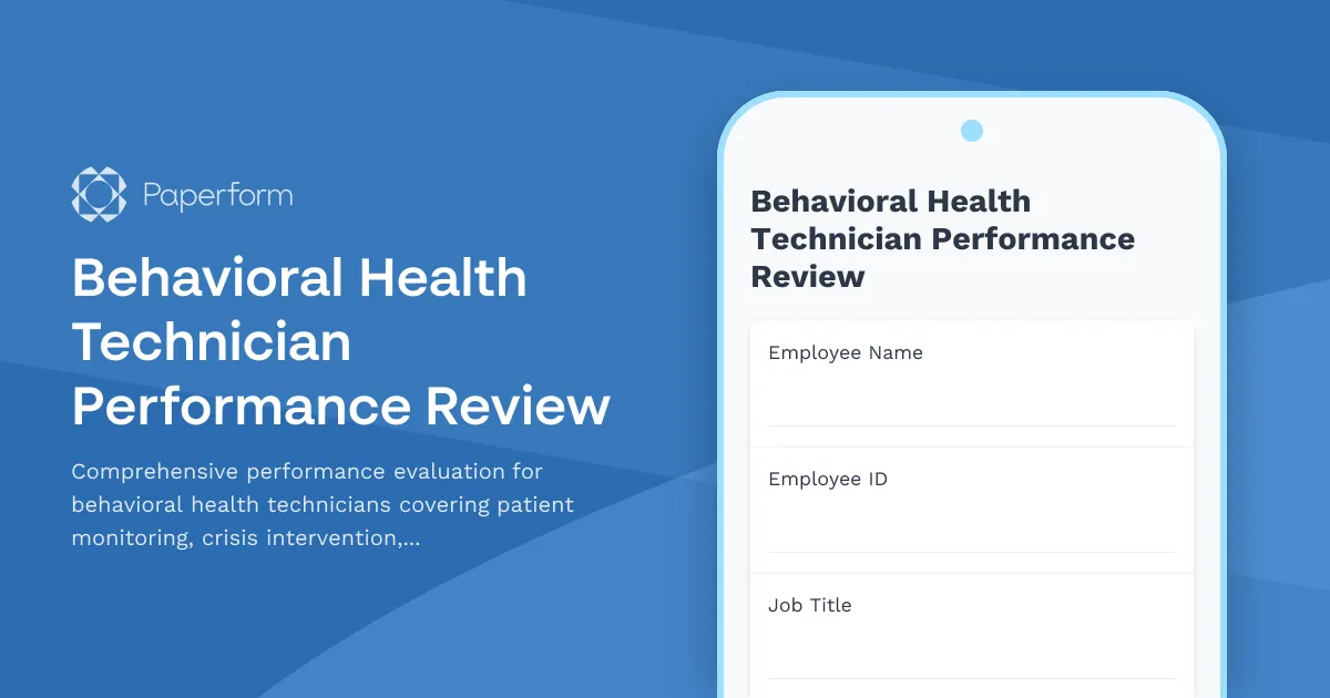 Behavioral Health Technician Performance Review