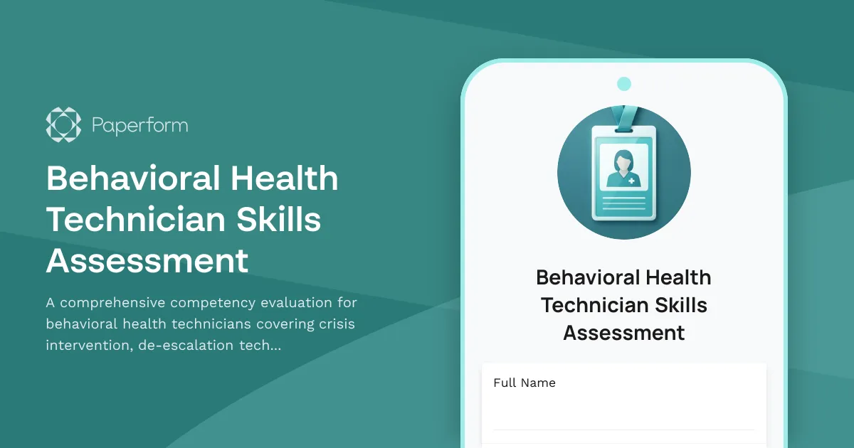 Behavioral Health Technician Skills Assessment