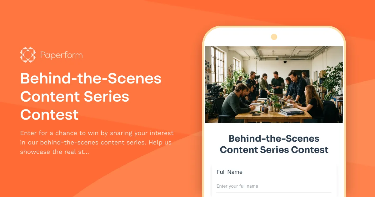 Behind-the-Scenes Content Series Contest
