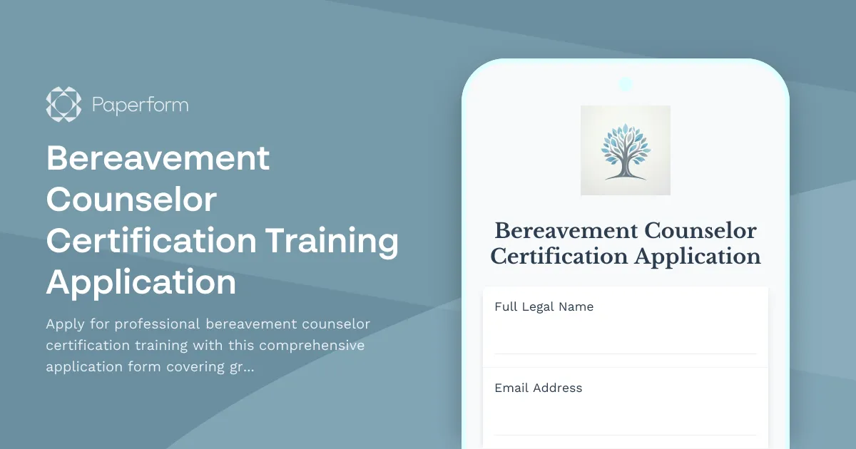 Bereavement Counselor Certification Training Application
