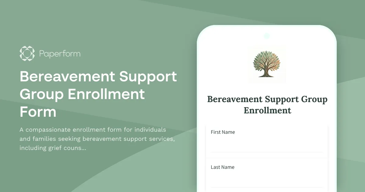 Bereavement Support Group Enrollment Form