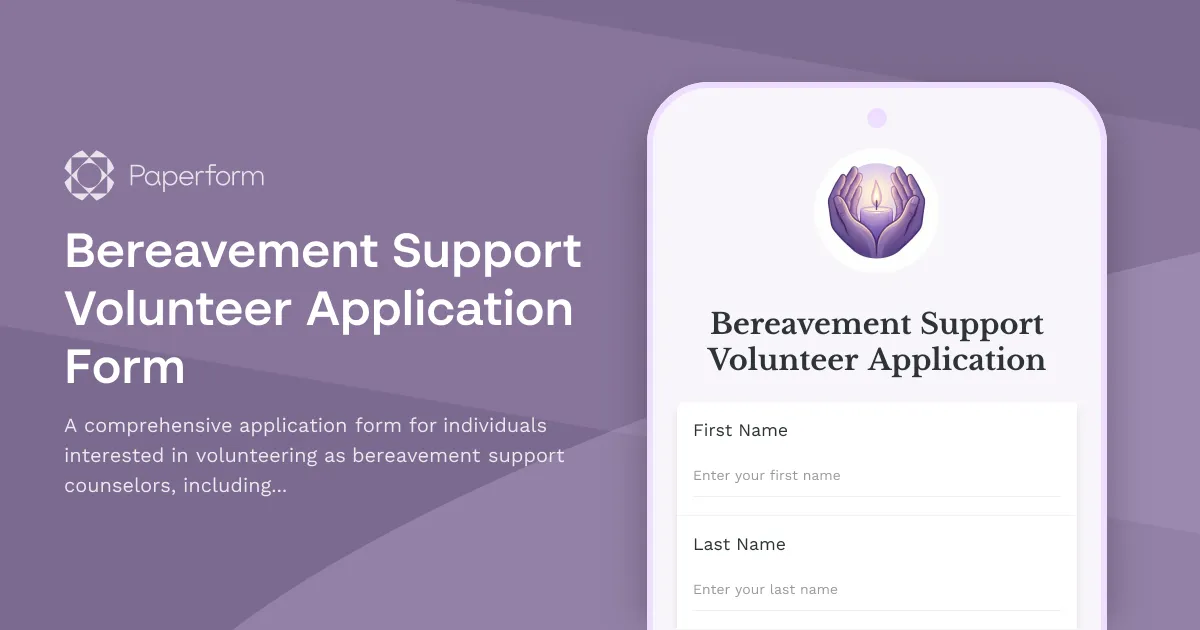 Bereavement Support Volunteer Application Form
