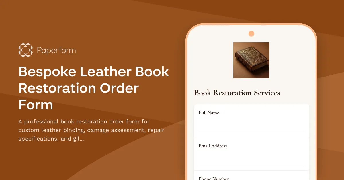 Bespoke Leather Book Restoration Order Form