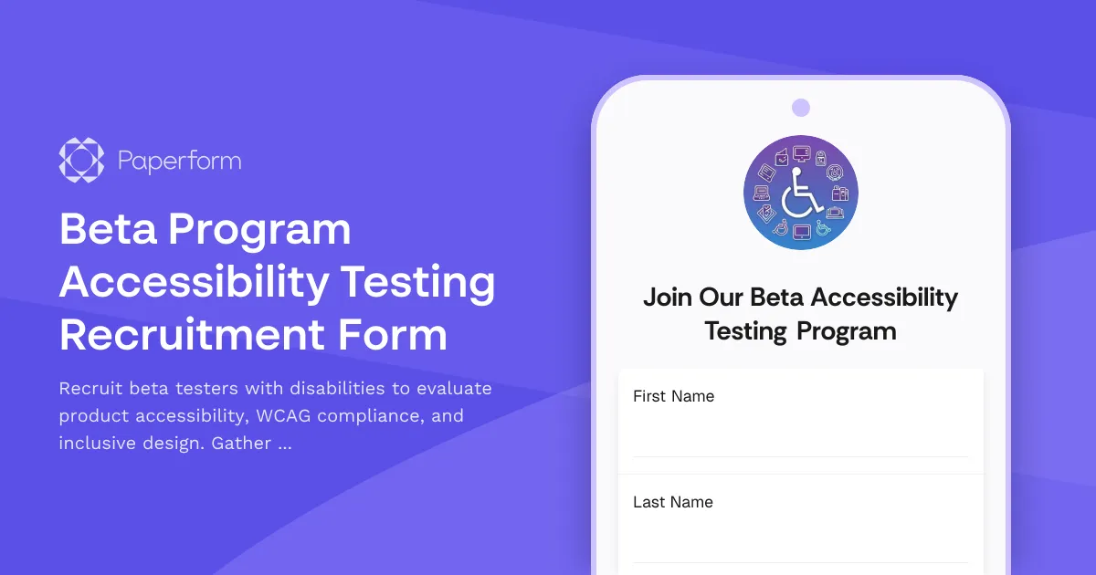 Beta Program Accessibility Testing Recruitment Form