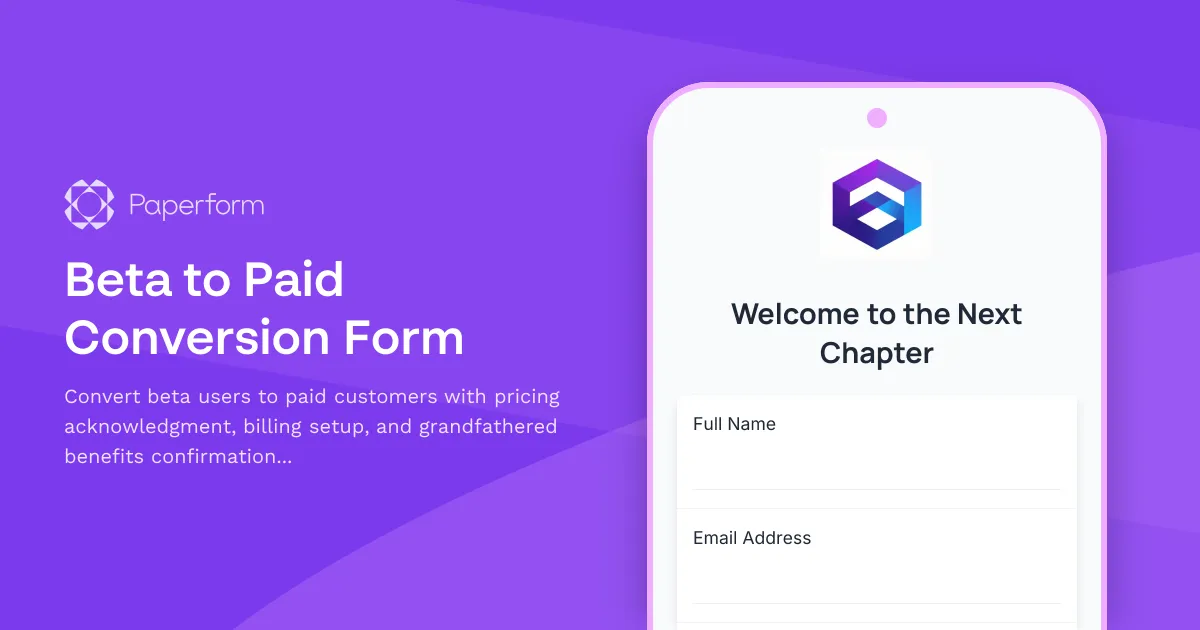 Beta to Paid Conversion Form