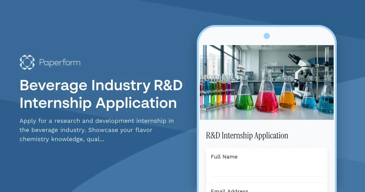 Beverage Industry R&D Internship Application
