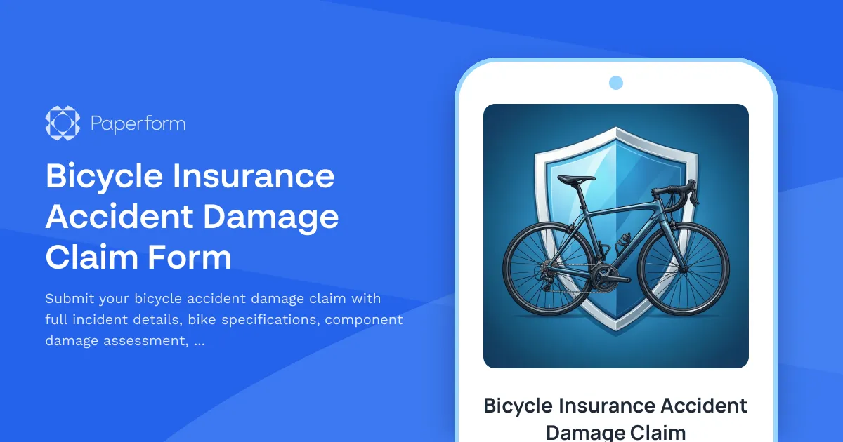Bicycle Insurance Accident Damage Claim Form
