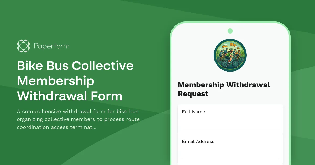 Bike Bus Collective Membership Withdrawal Form