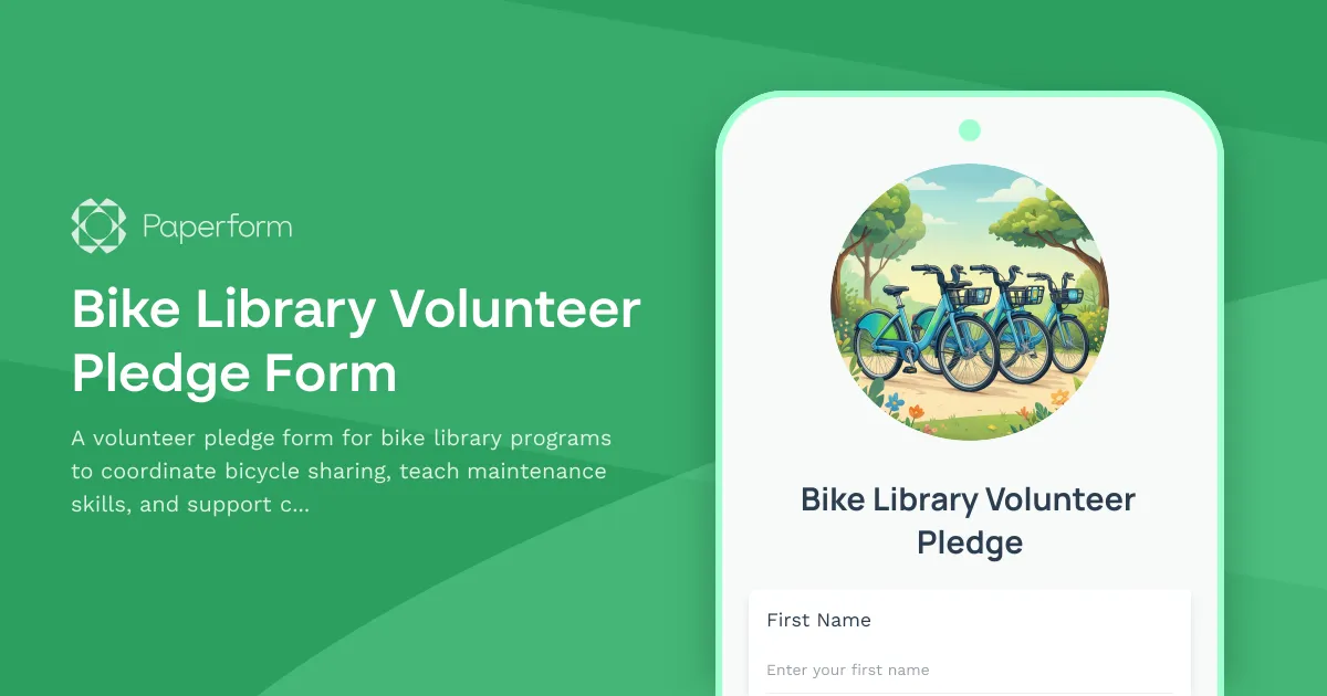 Bike Library Volunteer Pledge Form