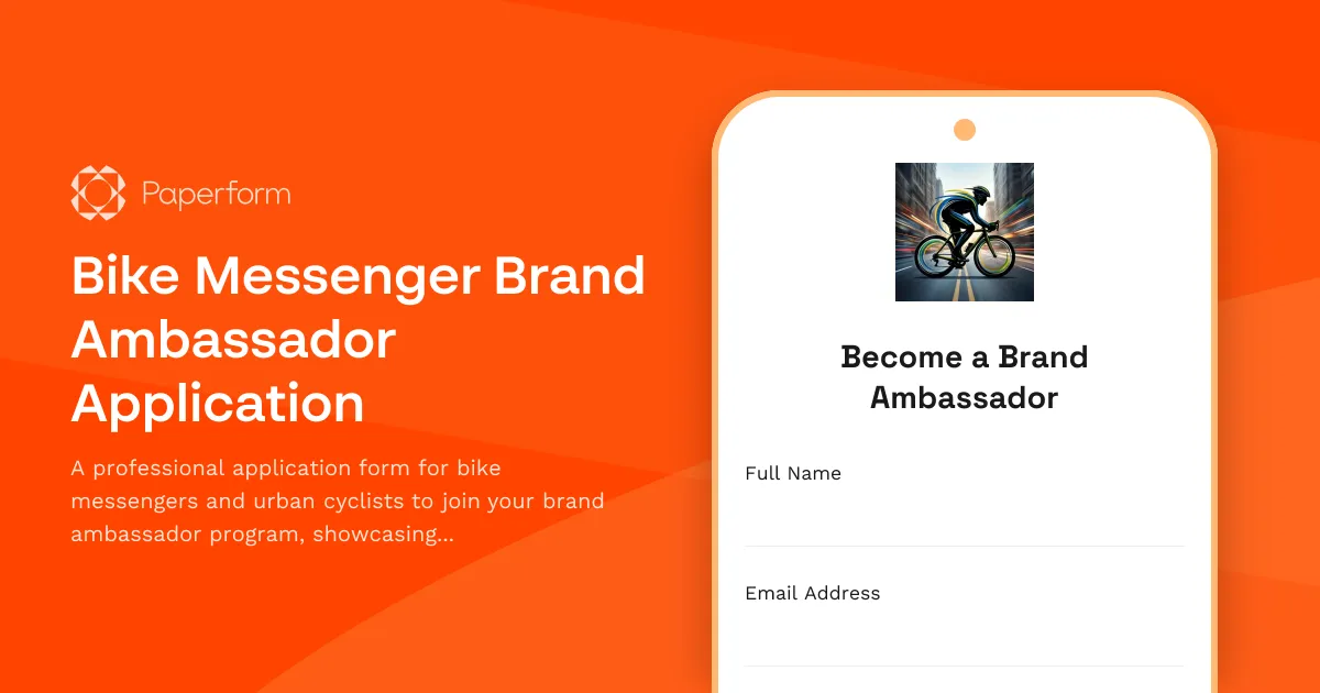 Bike Messenger Brand Ambassador Application